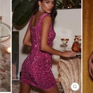 BARBIE PINK SEQUIN MINI DRESS